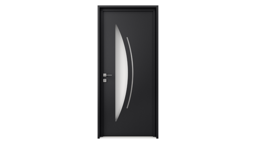 Porte d'entrée aluminium SKYROS Porte d'entrée grise avec décor vitré